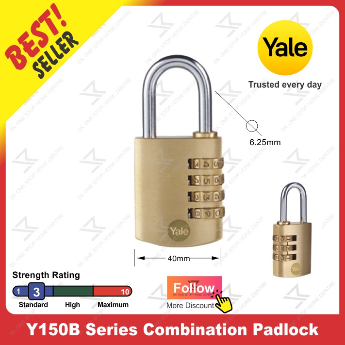 Yale Y B Brass Combination Padlock Y B Mm Or Y B