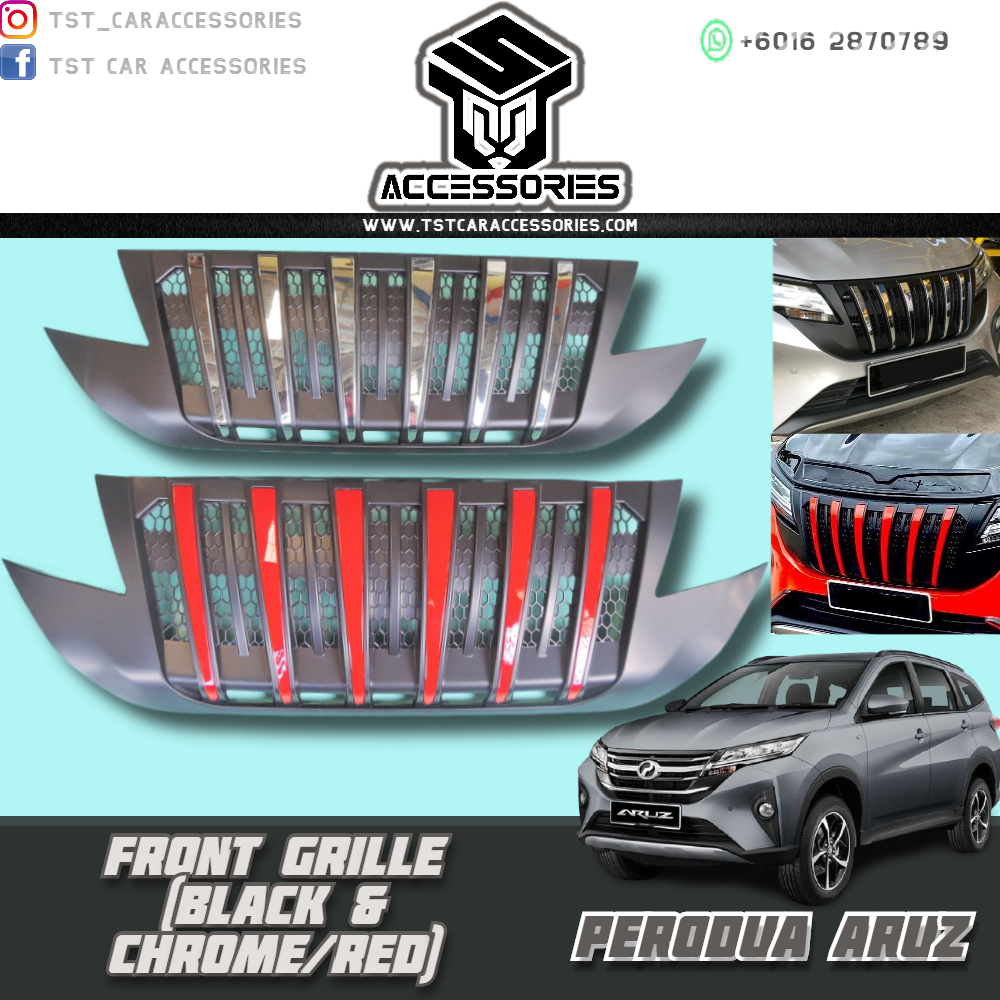 PERODUA ARUZ FRONT GRILLE BLACK CHROME RED Shopee Malaysia