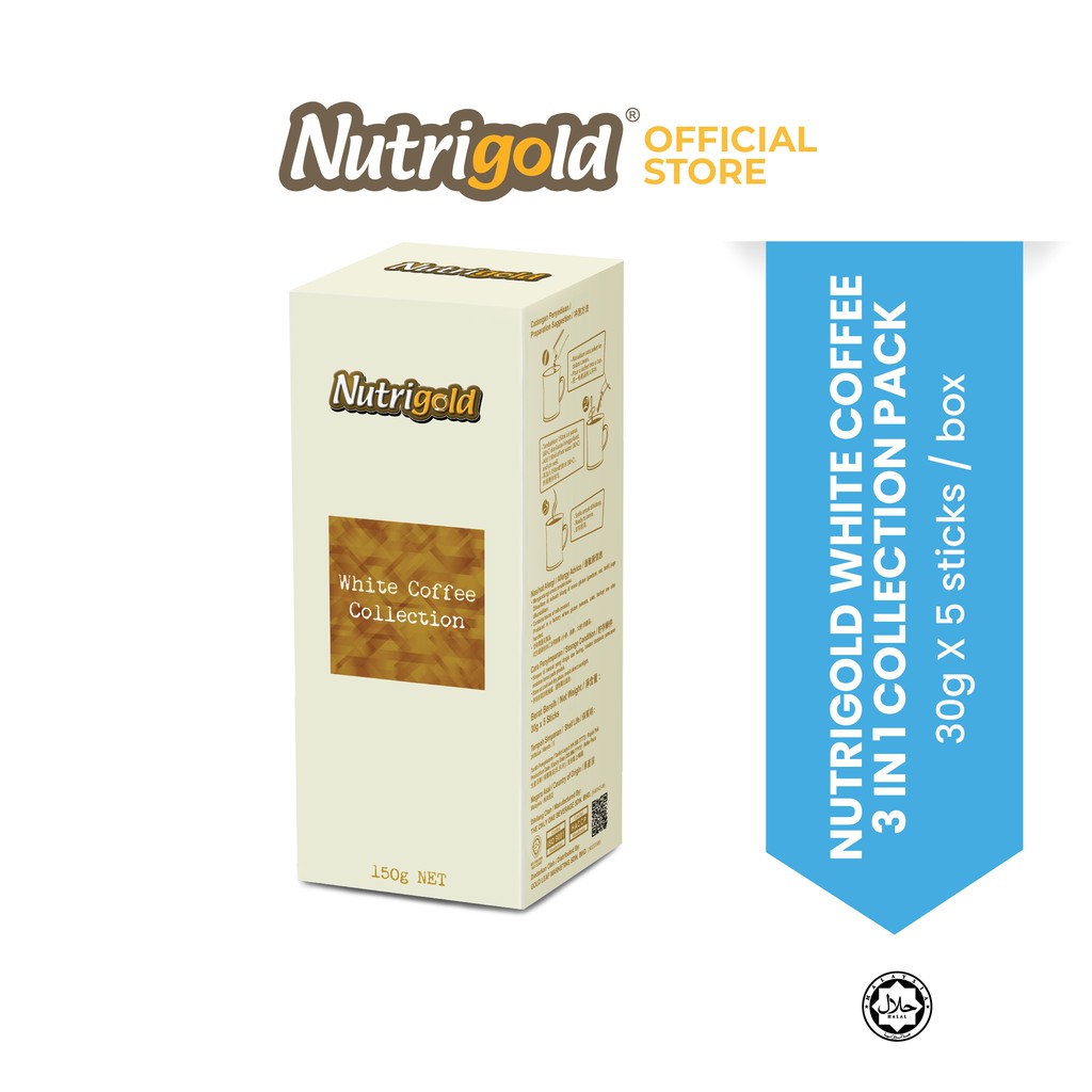 NUTRIGOLD Instant 3 In 1 White Coffee Collection Box 30g X 5 Sticks