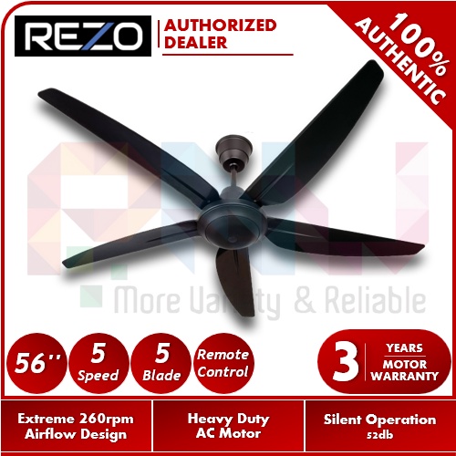 Rezo 56 Inch 5 Speed 5 Blade Remote Control Ceiling Fan VENTUS