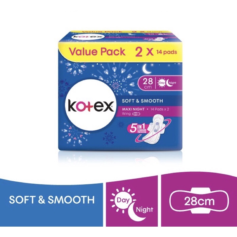 Kotex Soft Smooth Overnight Wing Cm Sx Shopee Malaysia