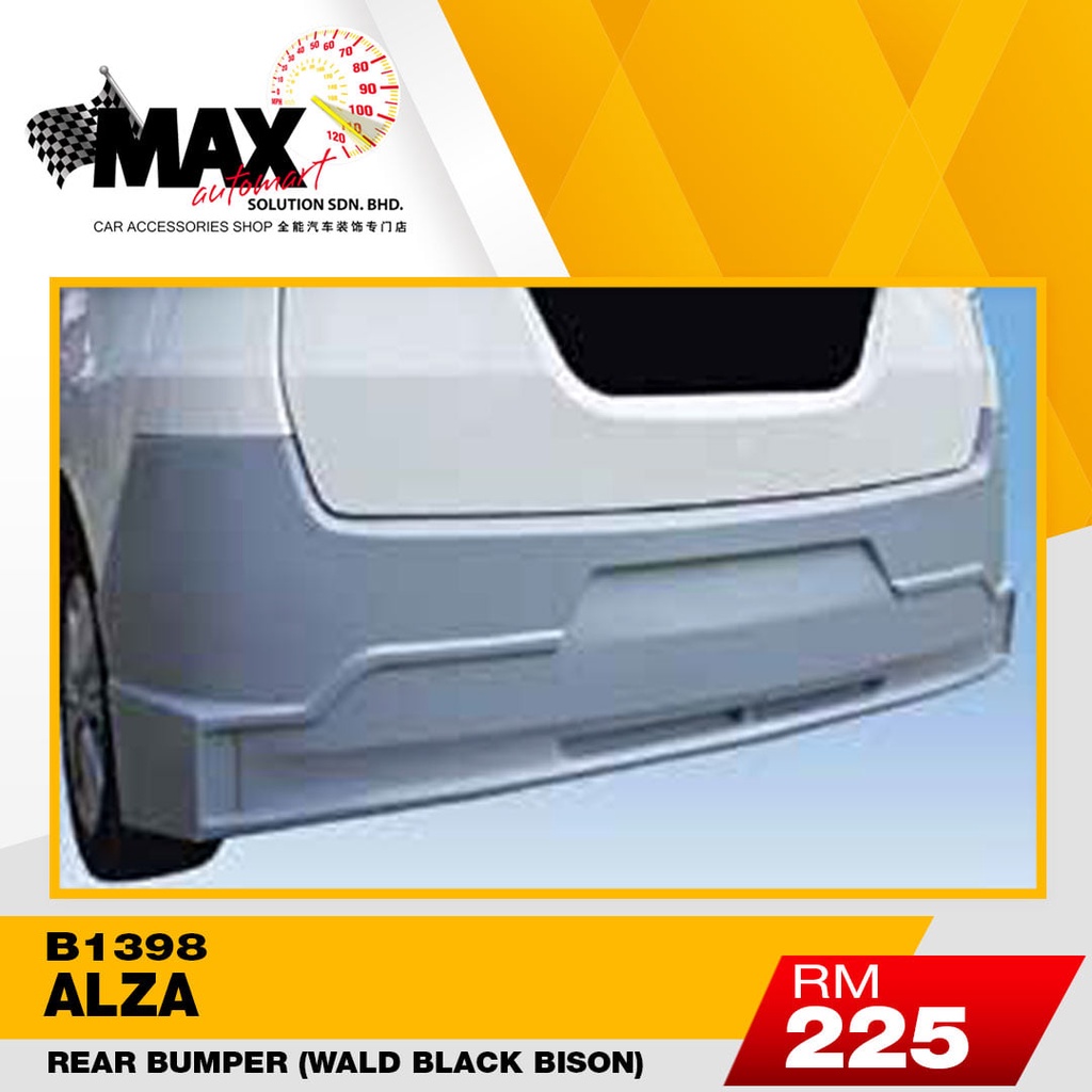 B Perodua Alza Rear Bumper Wald Black Bison Fibreglass Without