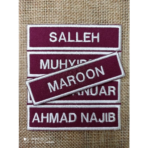 Nama Tag Sulam Paling Murah Nama Embroidery Name Tag Sekolah