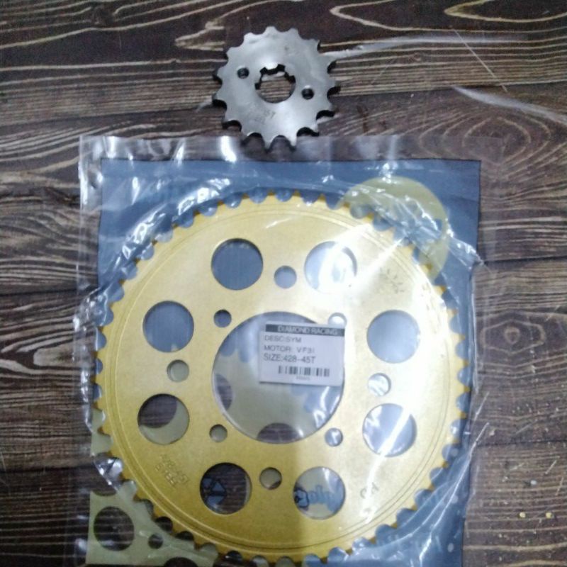 Sprocket Set Sym Vf I Diamond Sprocket Rkm Drc Gold Chain