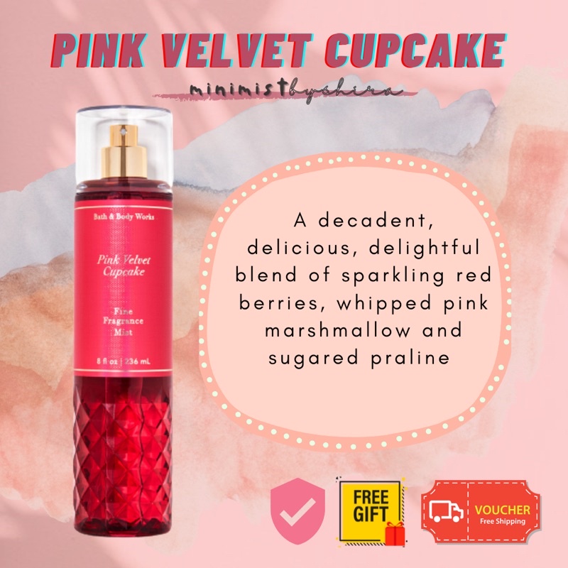 Repack Free Gift Pink Velvet Cupcake Body Mist Bath Body Works Bbw