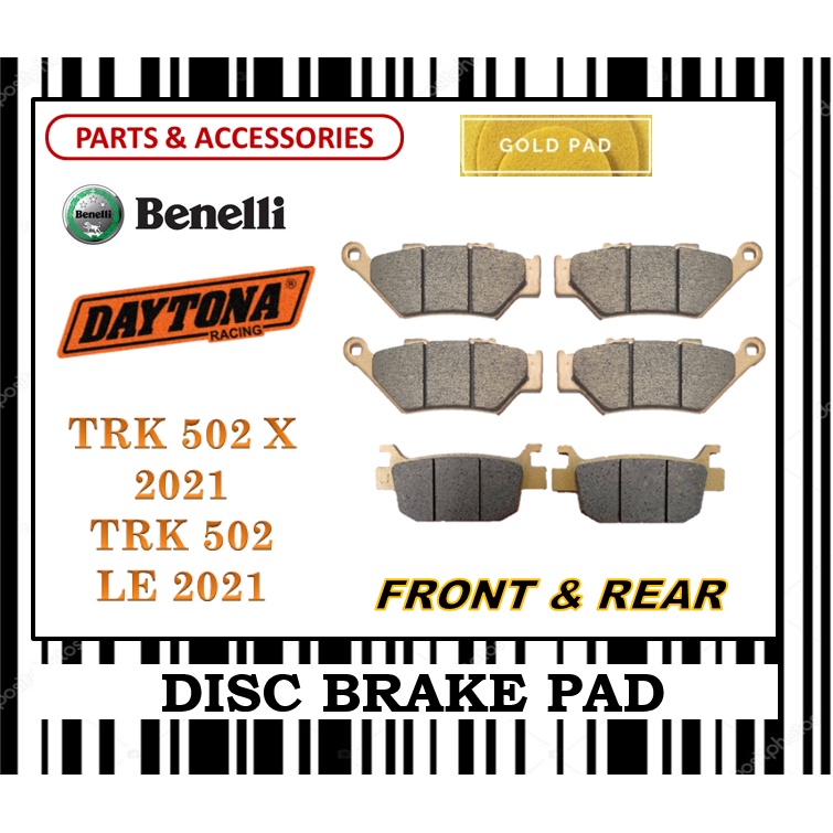 BENELLI TRK 502 X 2021 BRAKE PADS SET TOURING FR0NT REAR DAYTONA TYPE