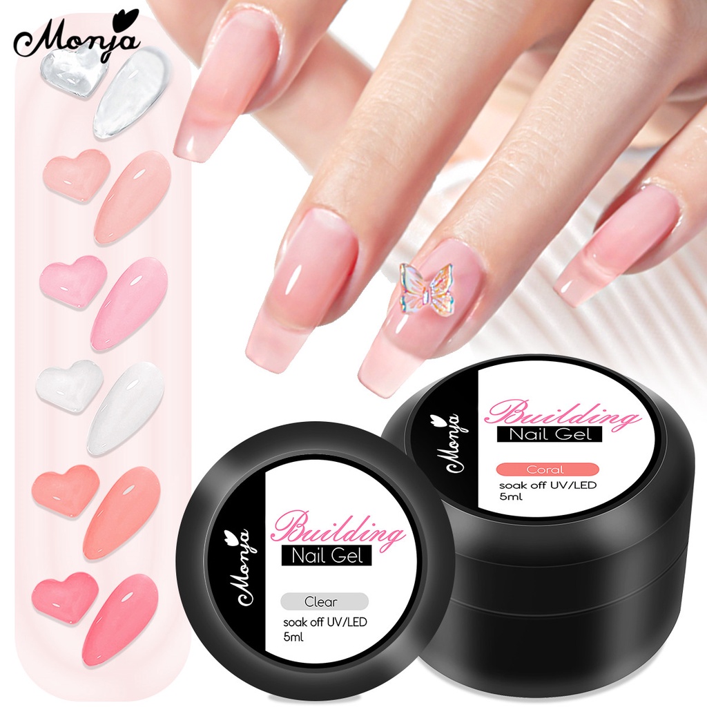 Monja 5ml Non Stick Hand Solid Extension Nail Gel Clear Nude Pink