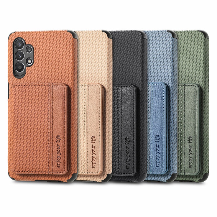 For Samsung Galaxy A12 5G A22 A32 M02 A42 A32 4G Casing Leather Carbon