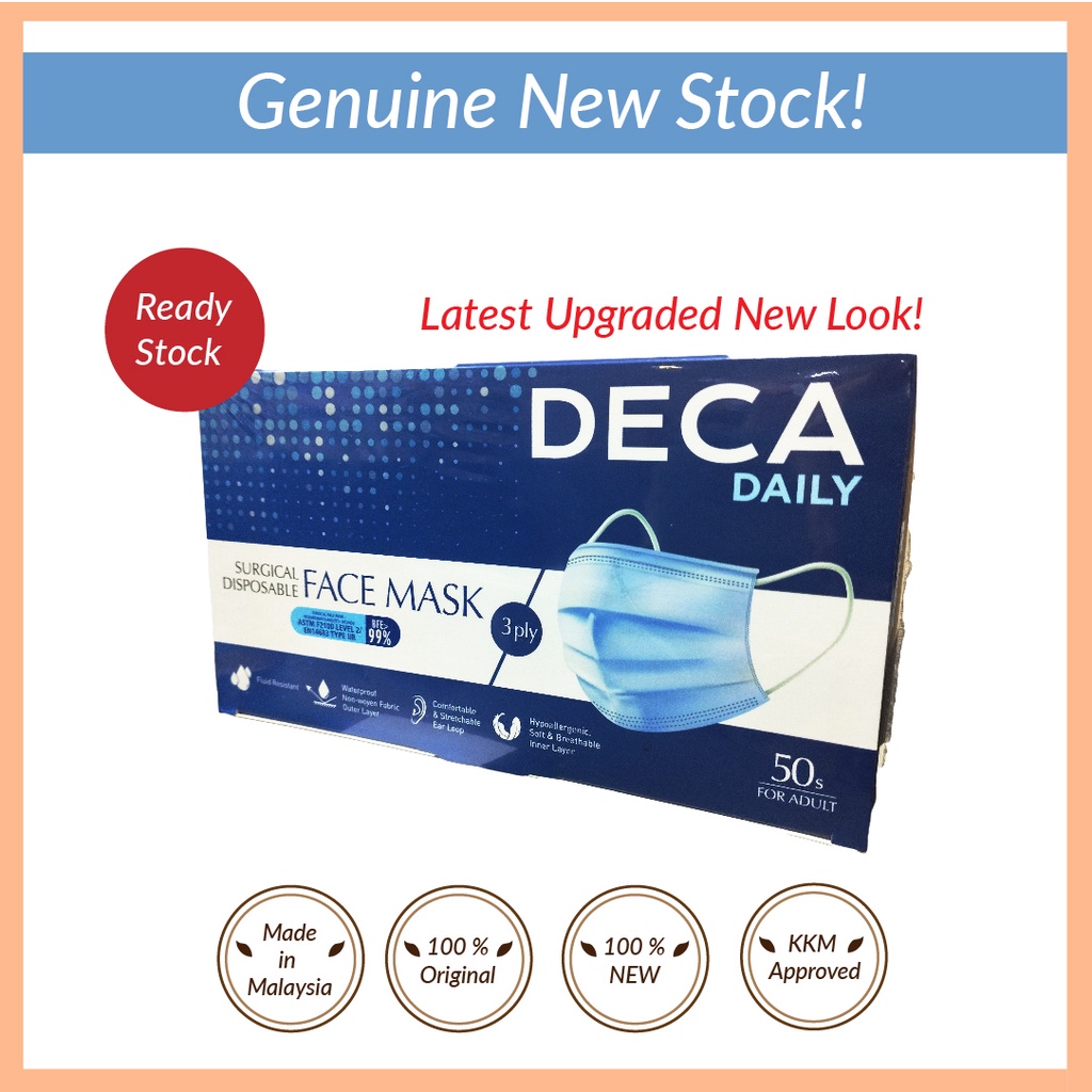 Brand New Deca Surgical Disposable Face Mask Pcs Box