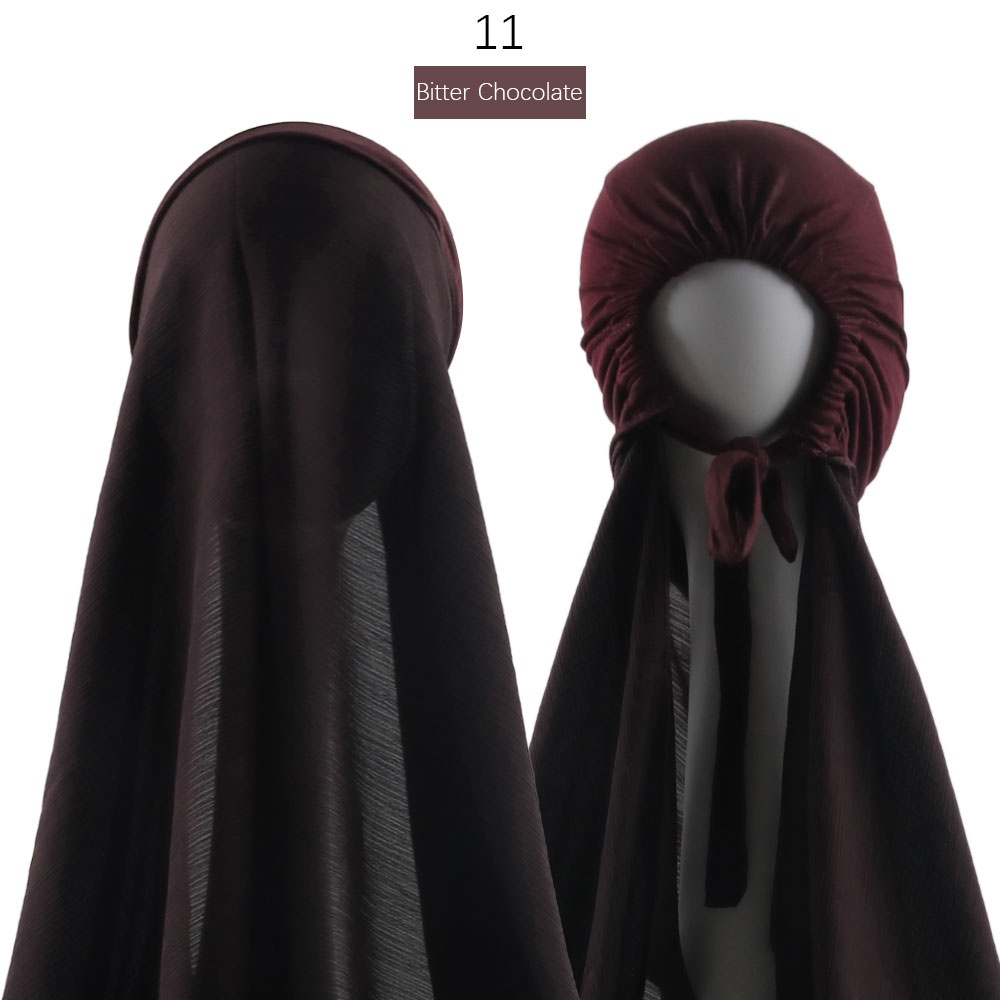 Instant Muslim Women Crinkle Satin Silk Tudung Shawl Pinless Satin