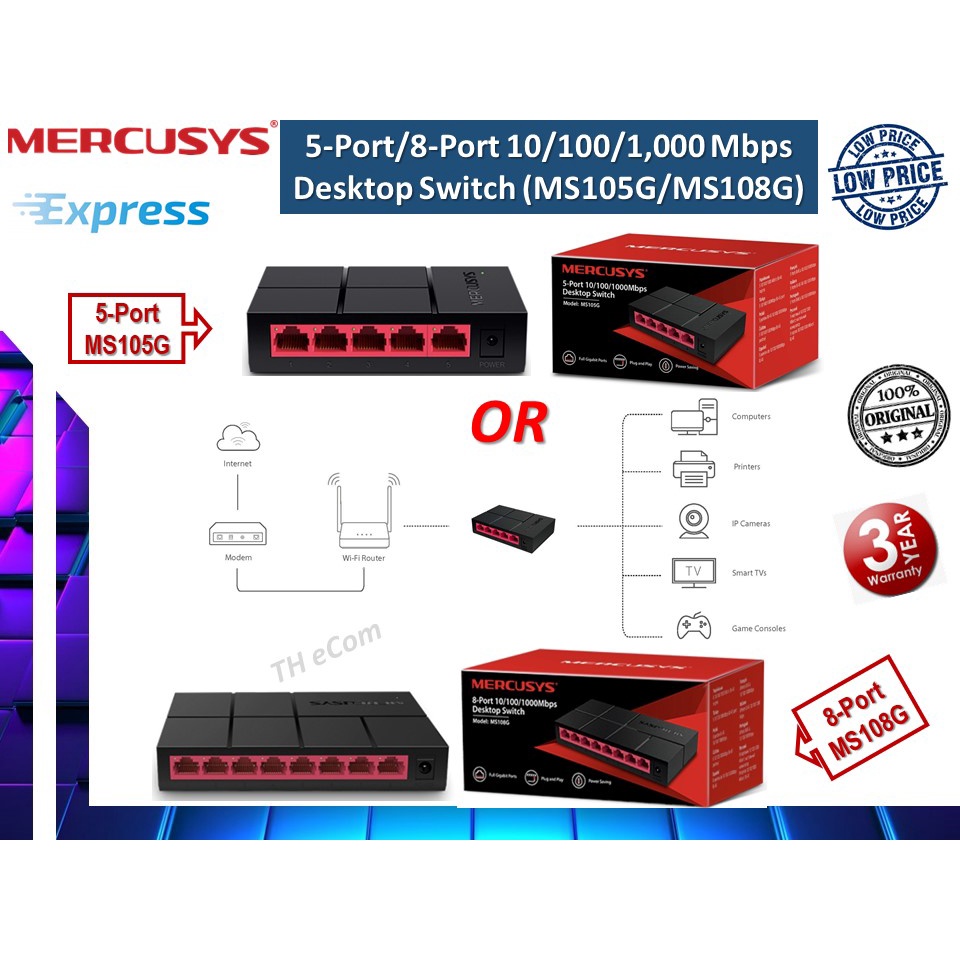 Mercusys Powered By Tp Link Port Port Mbps Desktop