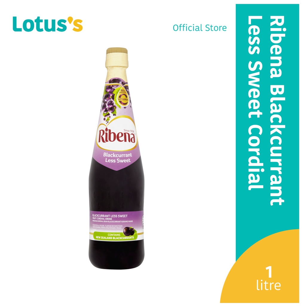 Ribena Blackcurrant Less Sweet Fruit Cordial Drink 1 Litre Shopee