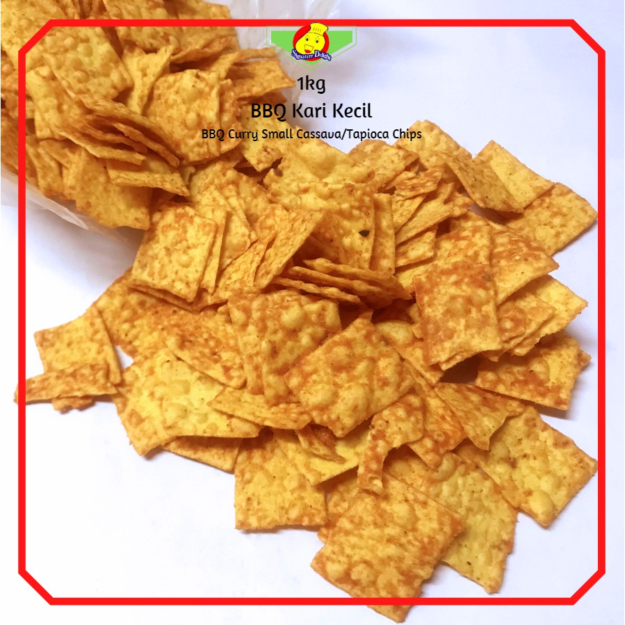 Kerepek Opak Ubi Kari Besar 1kg Tapioca Chips Biscuit Curry Big 1kg