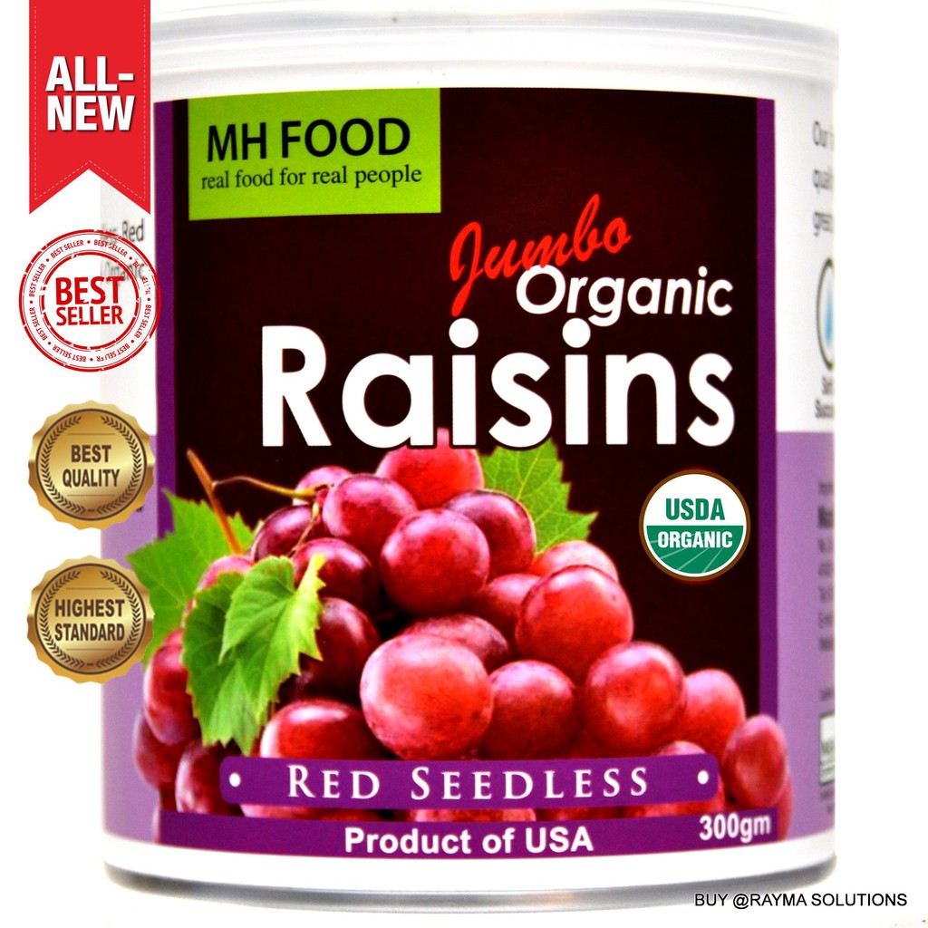 MH FOOD Jumbo Organic California Seedless Red Raisins 300g Shopee