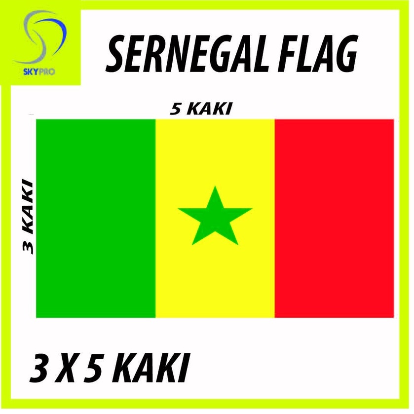 1 PC SERNEGAL FLAG 3x5 FEET KAKI READY STOCK MALAYSIA BENDERA