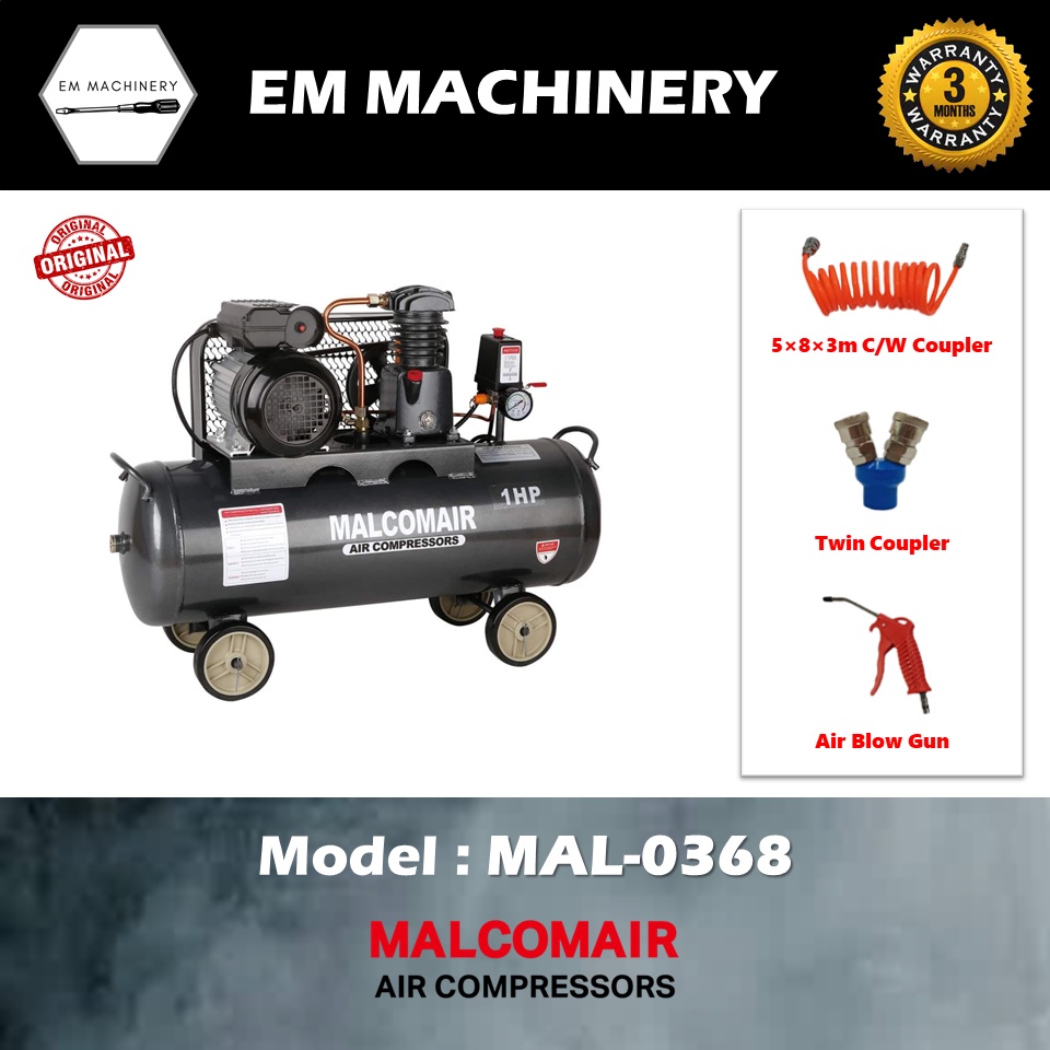 Malcomair Belt Driven Piston Air Compressor MAL 0368 1HP Shopee