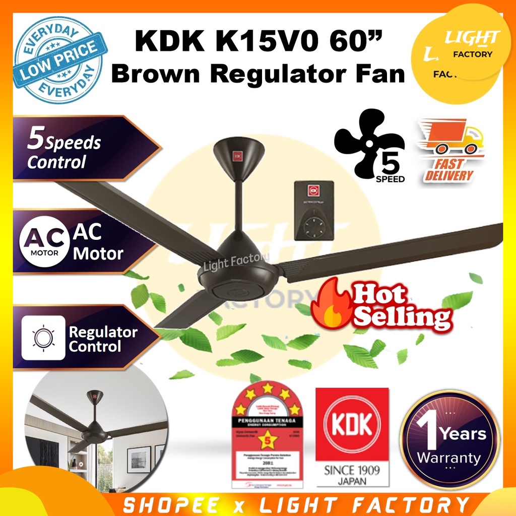 KDK K15V0 60 3 Blades AC Motor Ceiling Fan With 5 Speeds Control K15VO