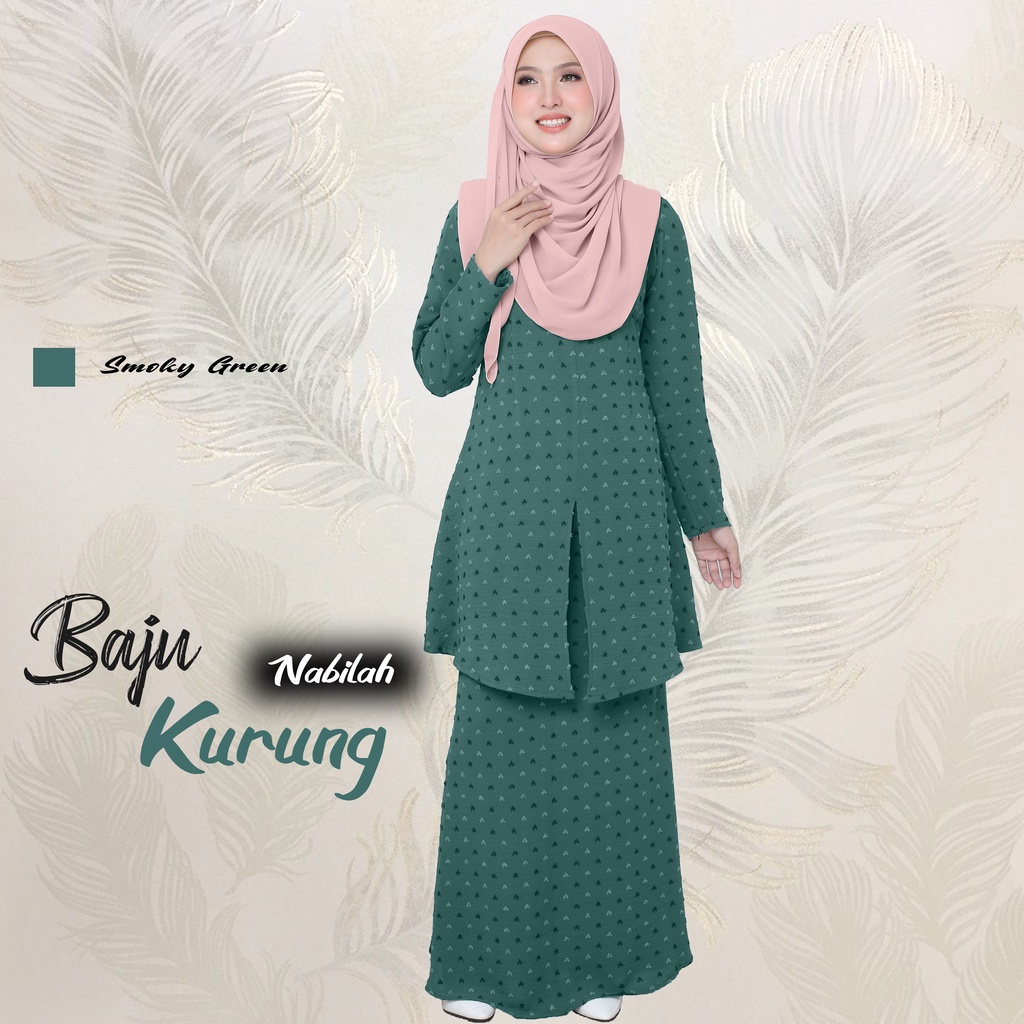 Baju Kurung Nabilah Material Embroidery Cotton Two Tone Moden Baju