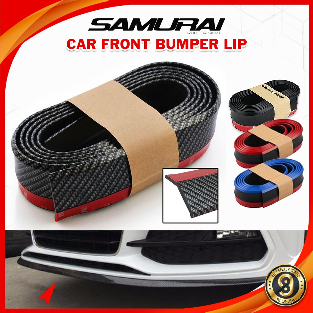 SAMURAI LIPS Rubber Skirt Carbon Black 3M Car Front Lip Bumper Rubber