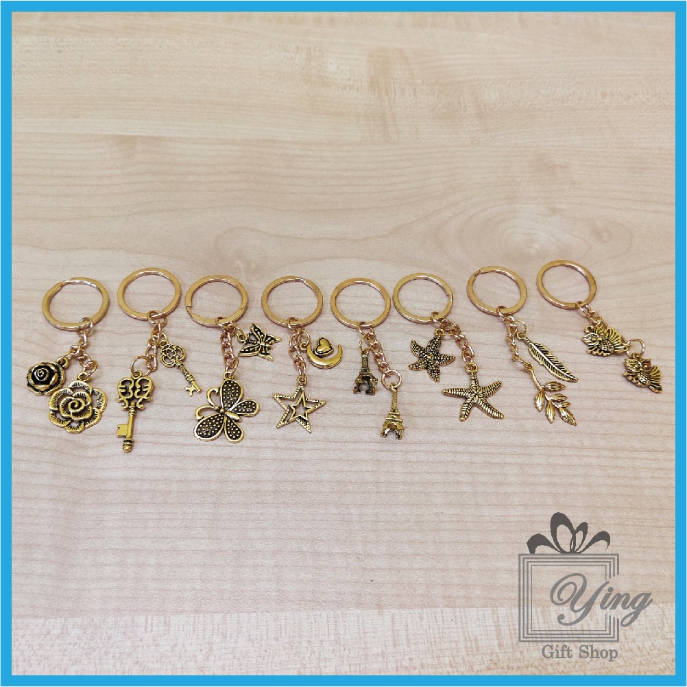 Ready Stock DIY Handmade Multi Design Gold Metal Keychain Rantai