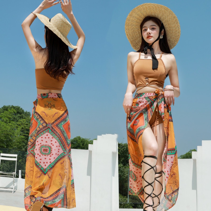 Beautiful Sexy 2 Piece 3 Piece Beach Bikini Set Bathing Suit Swimsuit