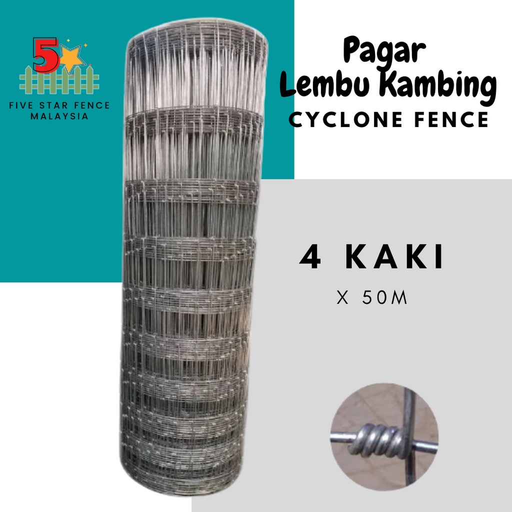 Pagar Lembu Cyclone Fence Pagar Kambing Pagar Kebun 50meter Galvanised