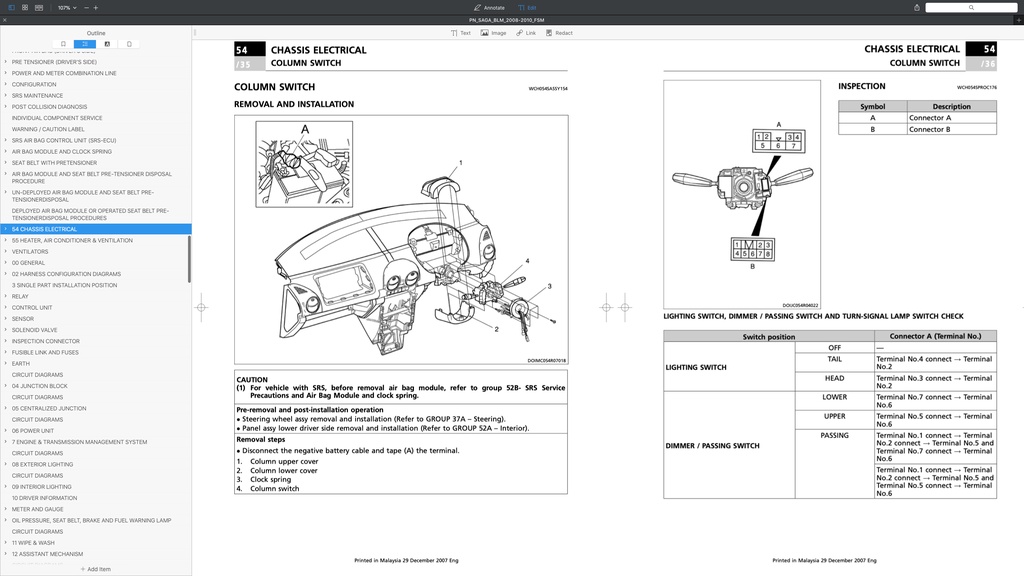 PROTON SAGA BLM IAFM 2008 2010 SERVICE WORKSHOP MANUAL WORKBOOK