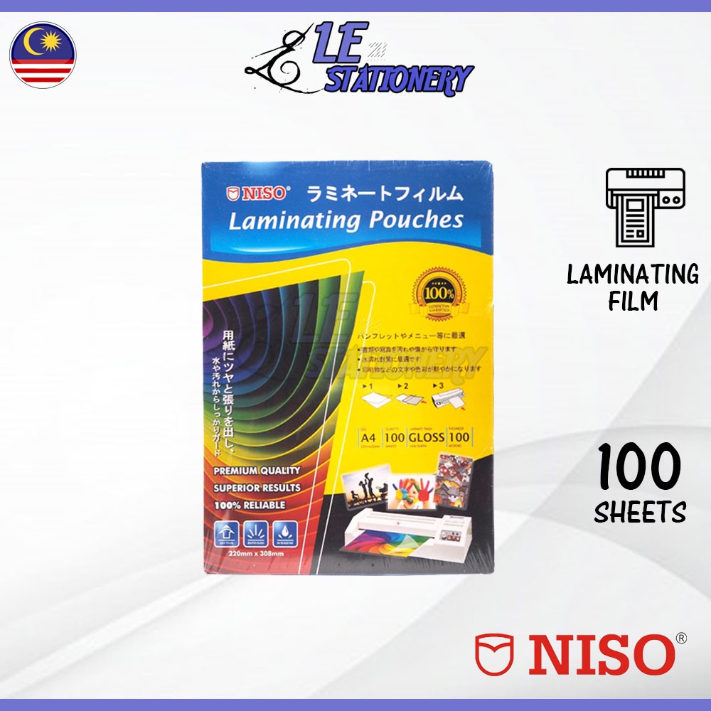 Niso Laminating Film A4 Size Plastik Laminate A4 Size 100Micron 100