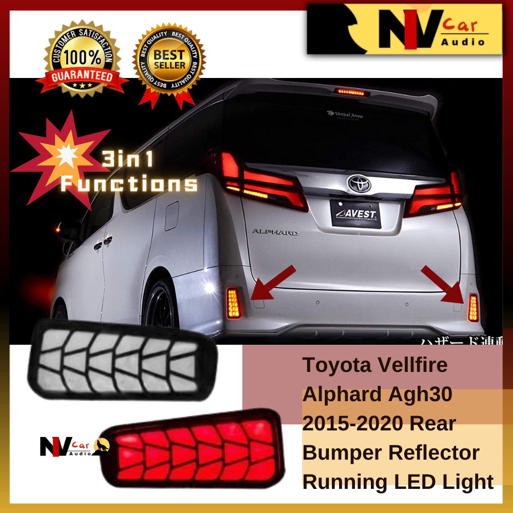 Toyota Vellfire Alphard Agh30 2015 2020 Rear Bumper Reflector Running