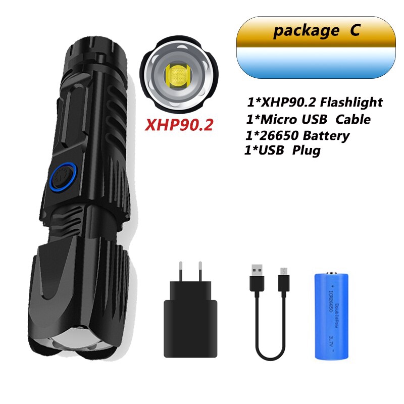 Most Powerful Led Flashlight Xhp Xlamp Waterproof Torch Smart Chip