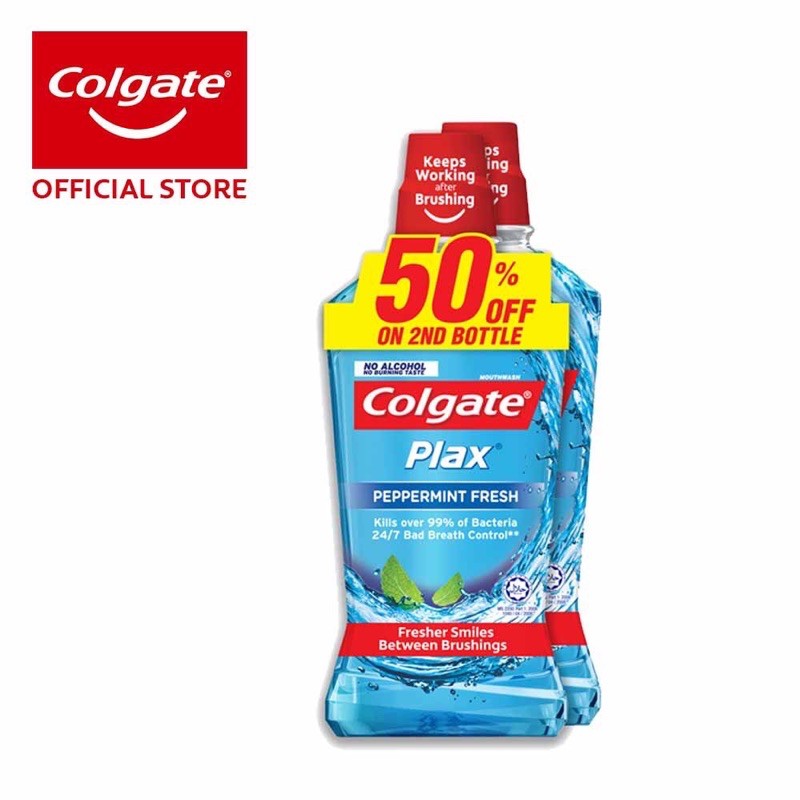 Colgate Plax Peppermint Mouthwash Valuepack Eliminates Bacteria