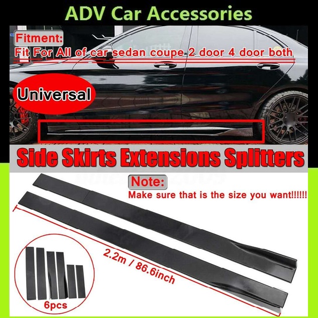 Car Universal Car Side Skirts Body Kit Rocker Panel Extension