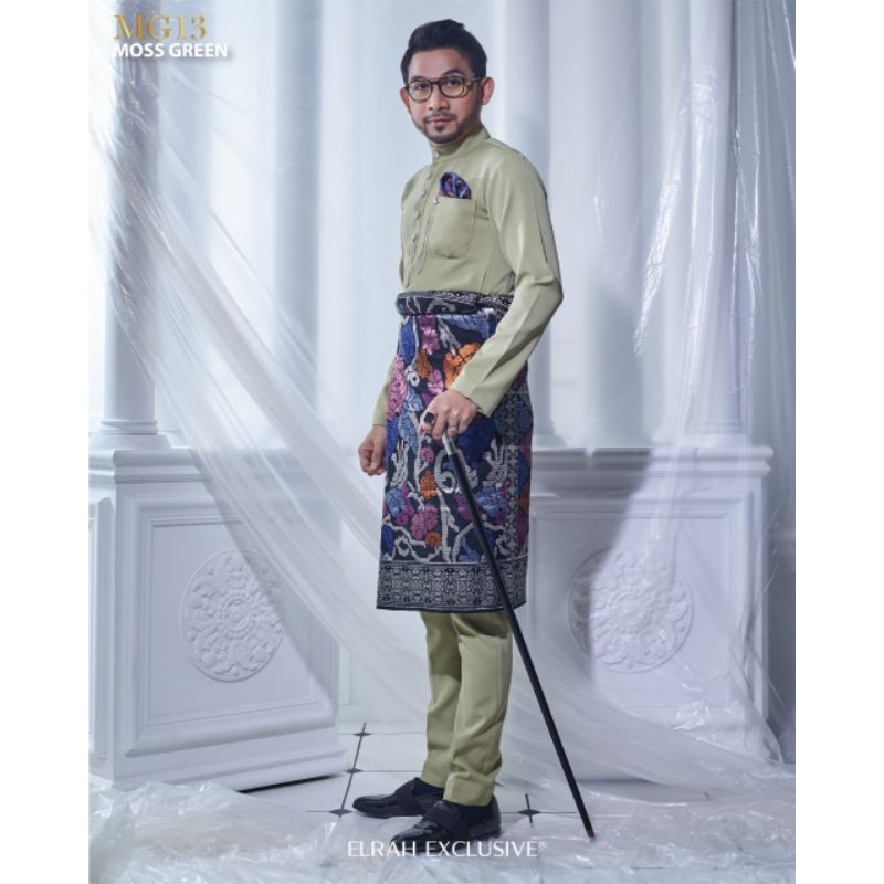 Baju Melayu Elrah Exclusive Moss Green Shopee Malaysia