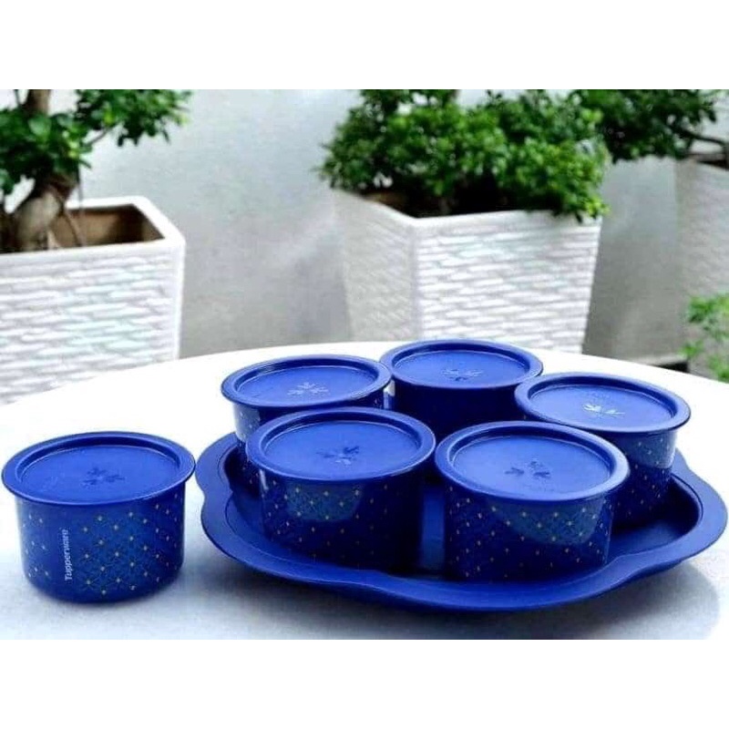 Tupperware Royale Blue One Touch Topper Junior Ml Bekas Kuih Raya