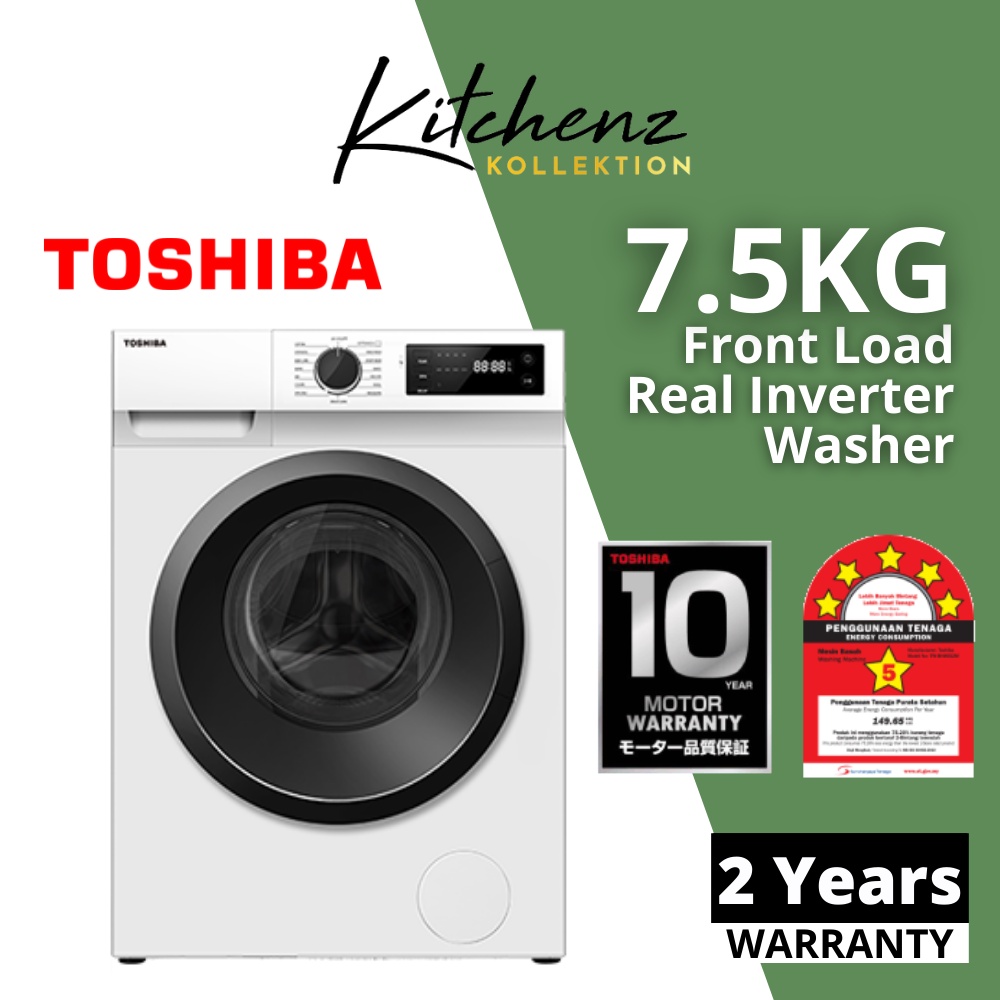 Toshiba Washing Machine 7 5KG Front Load Real Inverter Washer TW