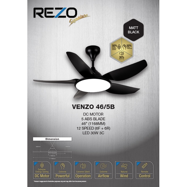 Klang Valley Installation Rezo Venzo Ceiling Fan 46 56 Matt Black