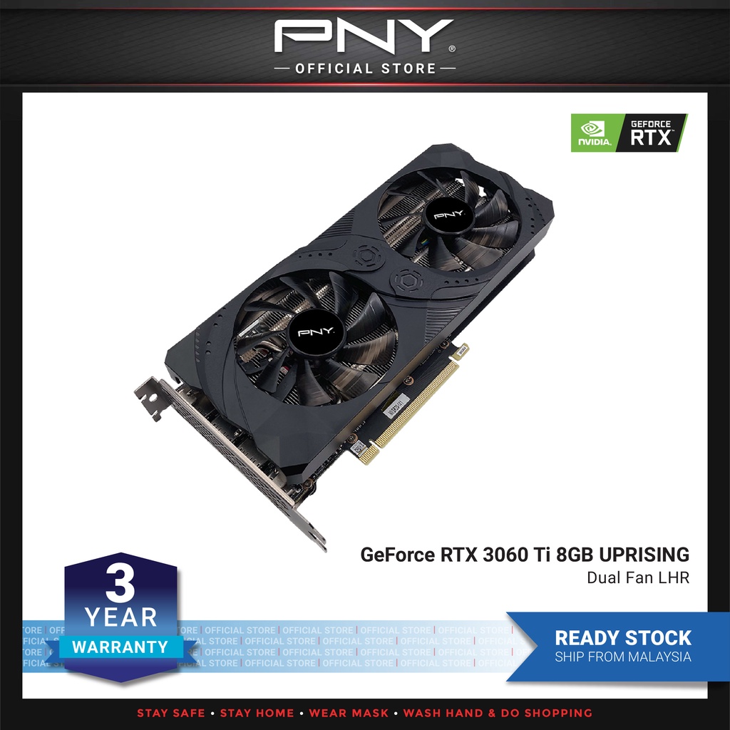 PNY GeForce RTX 3060 Ti 8GB UPRISING Dual Fan LHR Shopee Malaysia