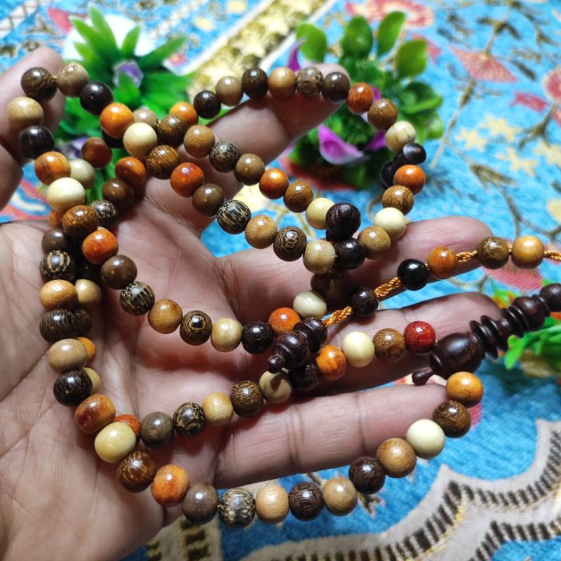 Tasbih Jenis Pilihan Asli Teras Kayu Original Biji Mm