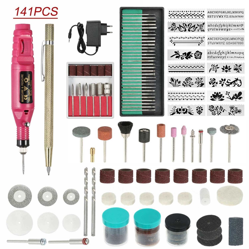 Pcs Electric Nail Drill Buffer Kit V Micro Engraver Pen Mini Diy