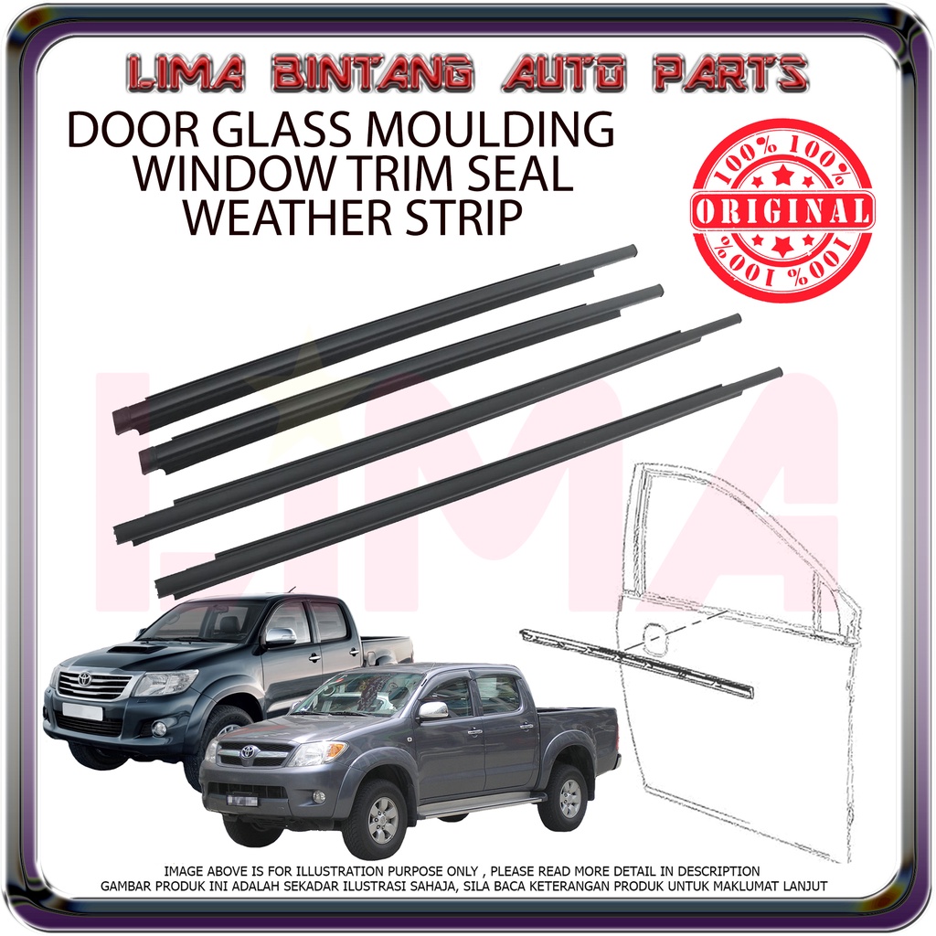 Toyota Hilux Vigo KUN25 KUN26 Door Glass Moulding Weatherstrip