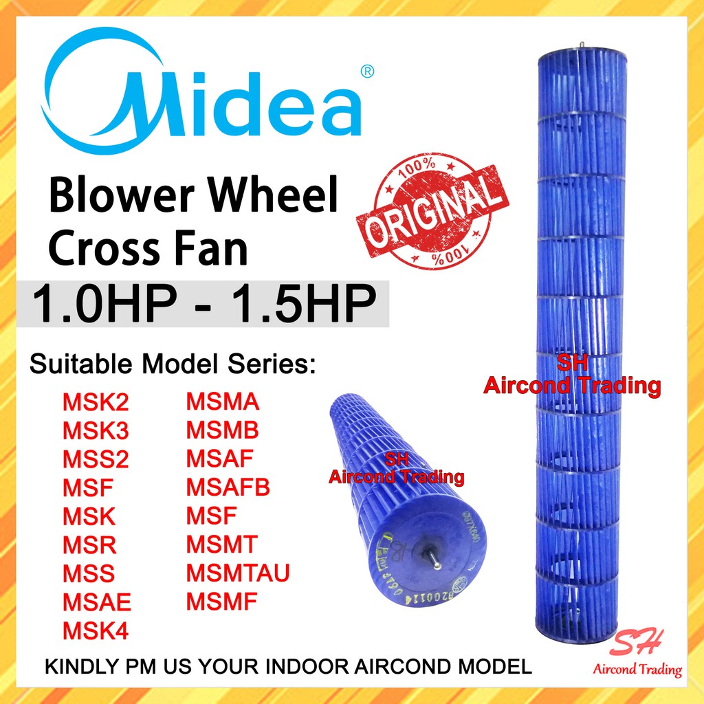 Original Midea Hp Hp Aircond Blower Wheel Cross Fan Kipas