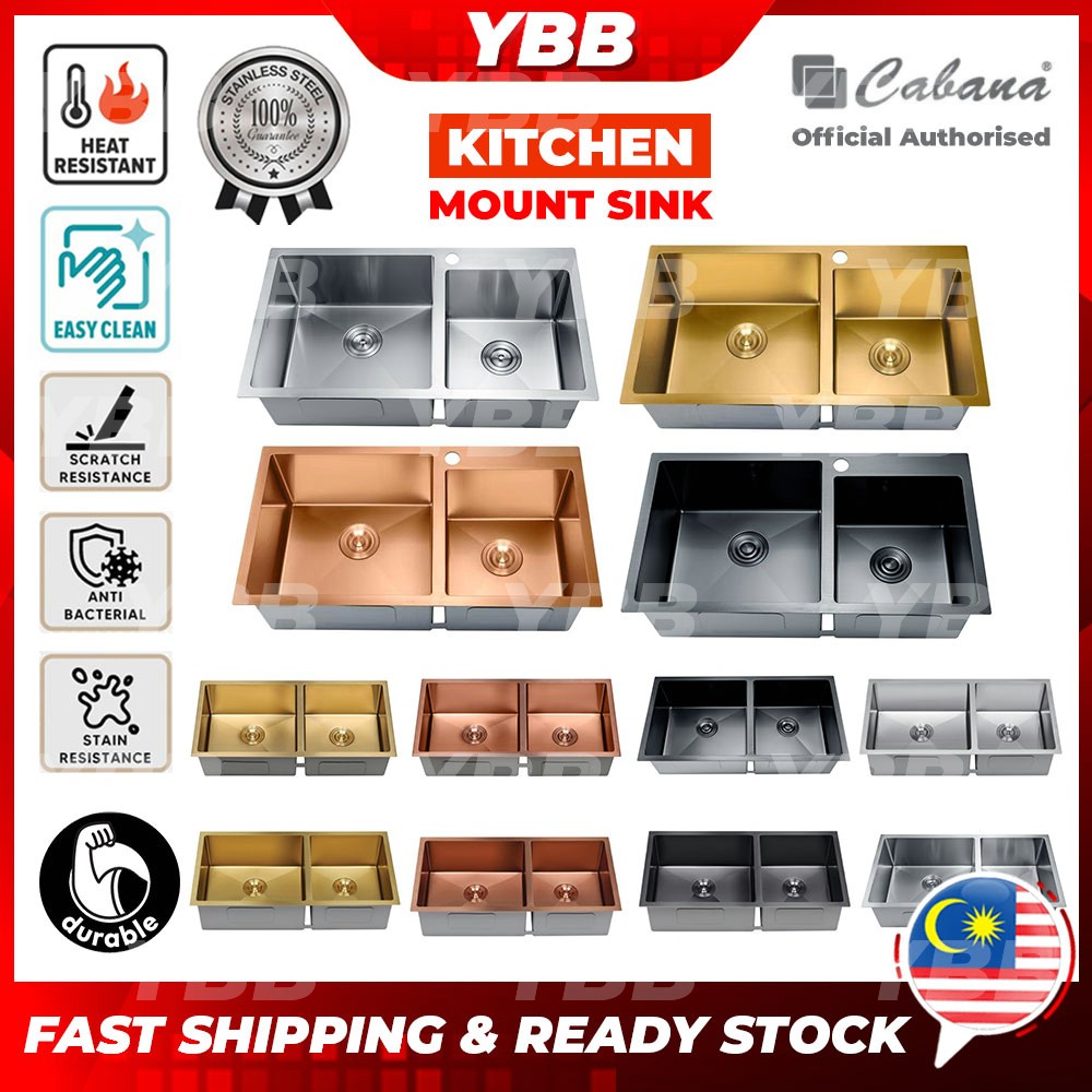 YBB Cabana Undermount Stainless Steel Home Living Kitchen Sink Double