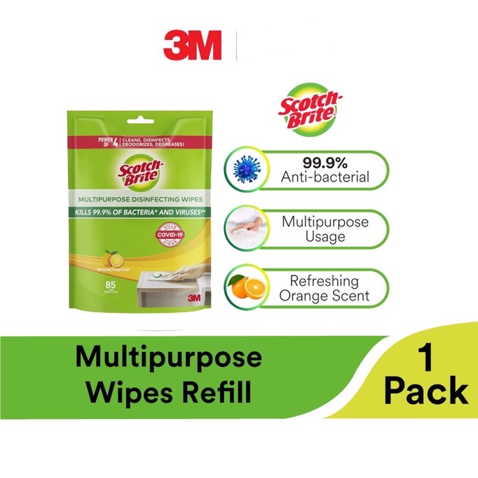 M Scotch Brite Multipurpose Disinfecting Antiviral Antibacterial Wipes