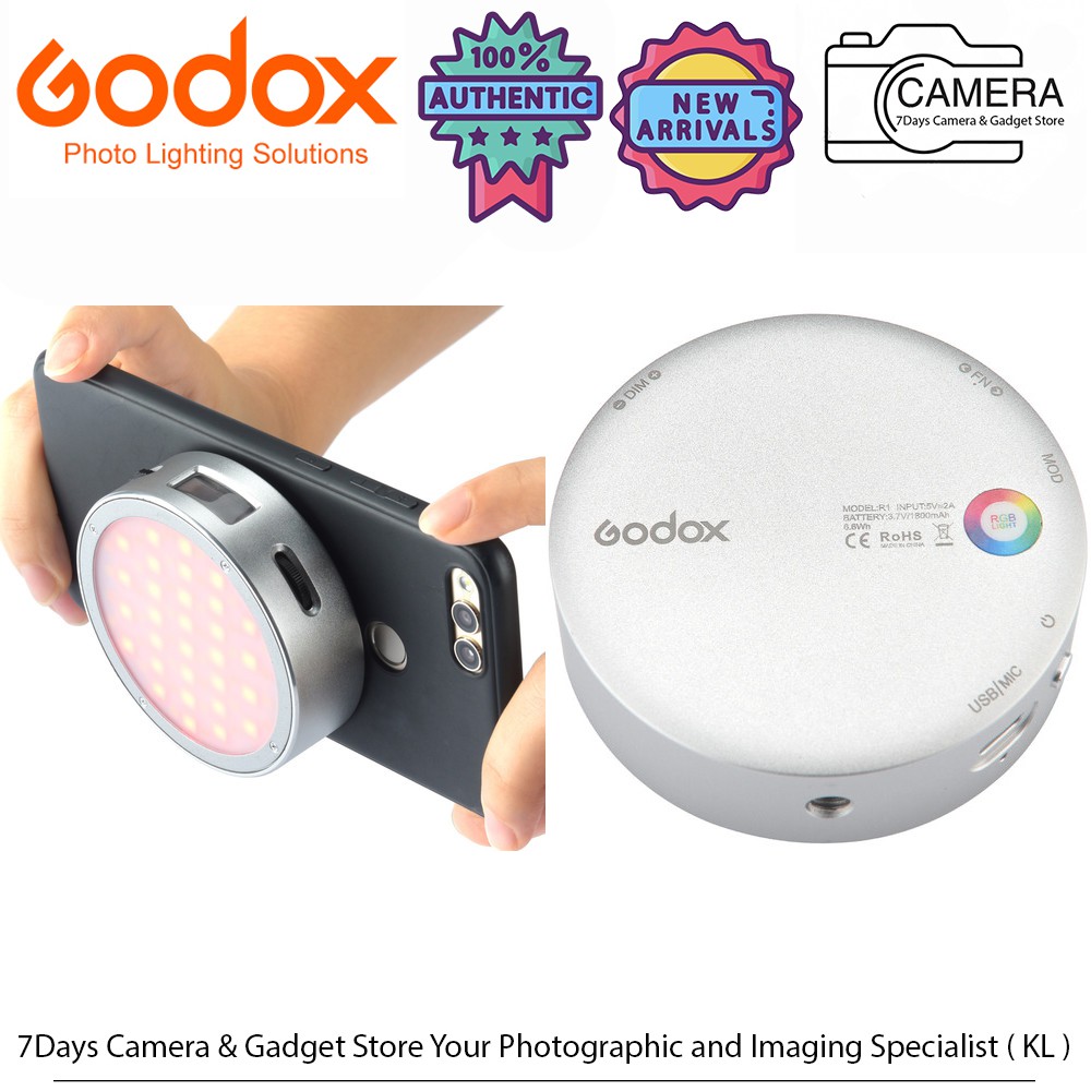 Godox Round 1 R1 Mini RGB LED Magnetic Light Silver Shopee Malaysia