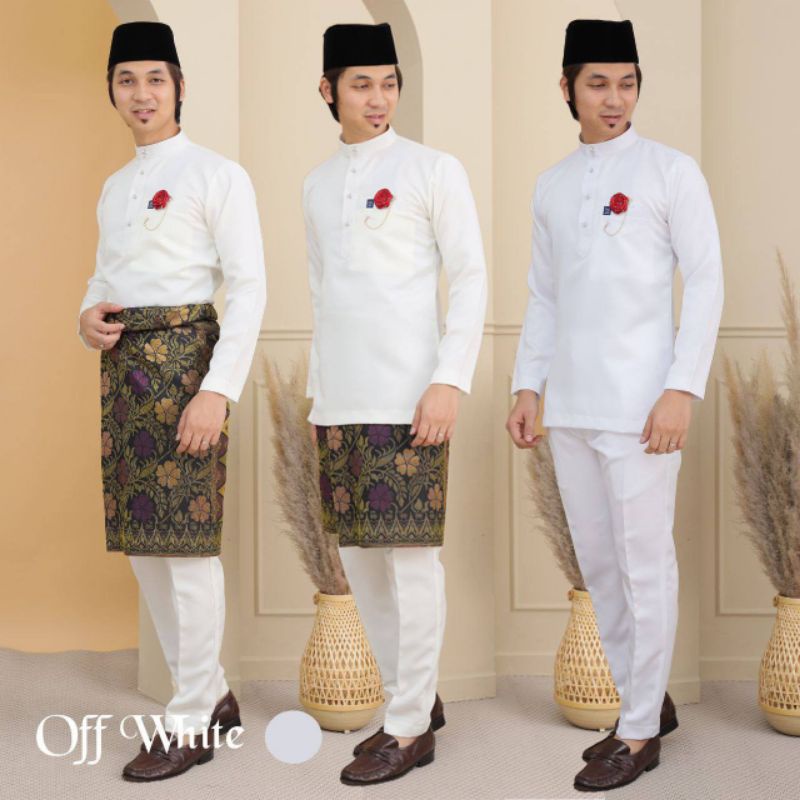 BAJU MELAYU HADID OFF WHITE ALFIRA SLIM FIT CEKAK MUSANG BAJU NIKAH