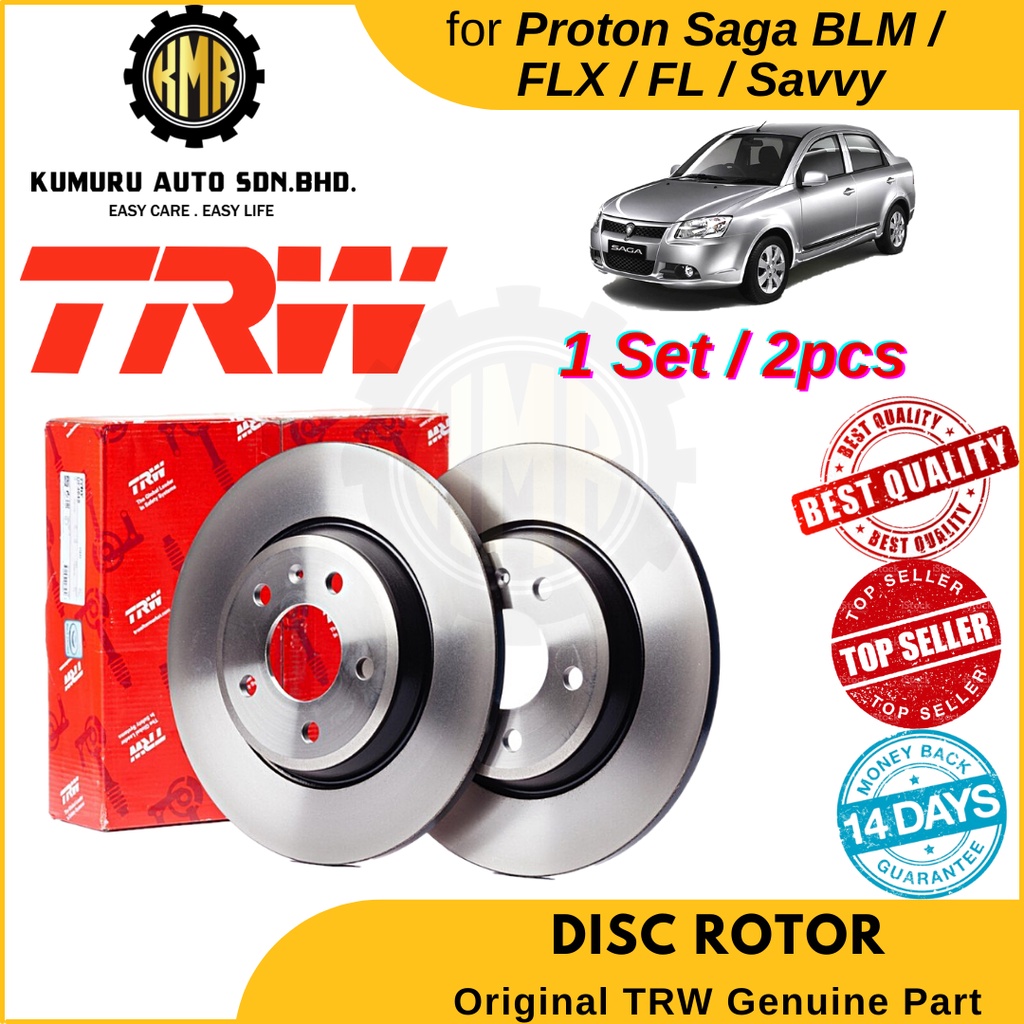 Pair Proton Saga Blm Flx Fl Savvy Trw Front Brake Disc Rotor Set