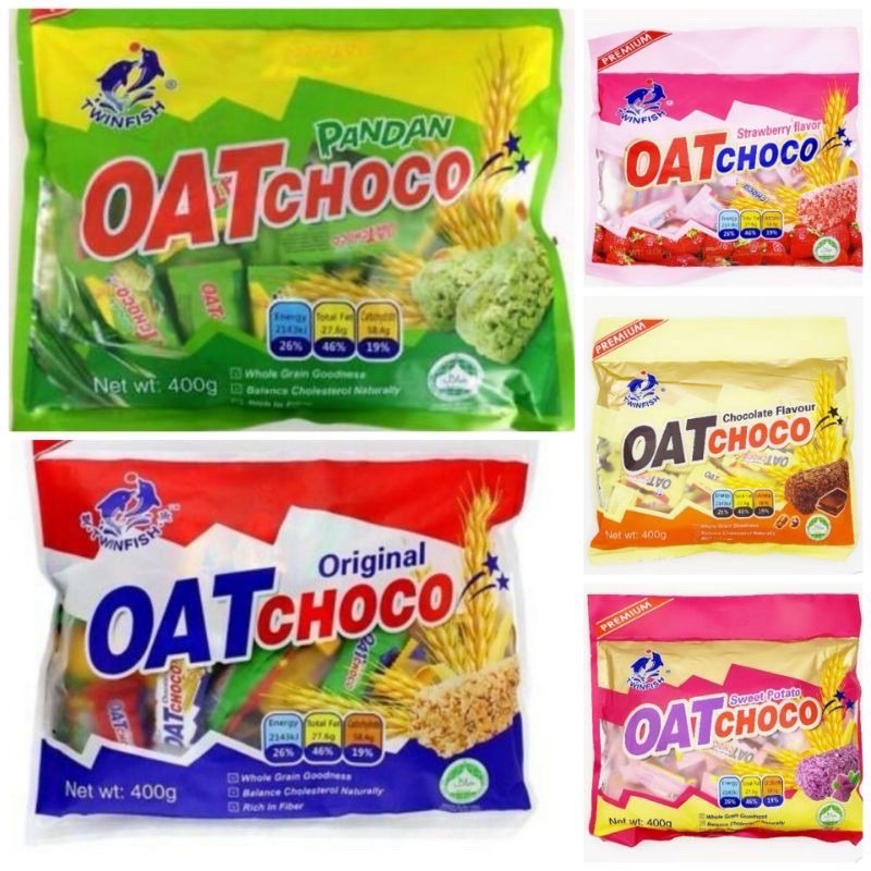 Twinfish Oat Choco Original Chocolate Pandan Strawberry Sweet Potato