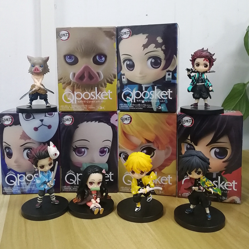 6pcs Q Posket Demon Slayer Nezuko Zenitsu Tanjirou Giyuu Inosuke