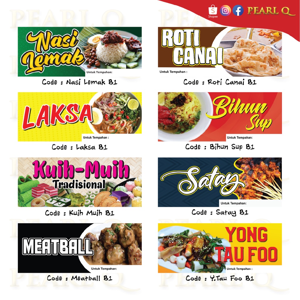 Banner Gerai Makanan Pasar Malam Bazaar Ramadhan Laksa Nasi Lemak Roti