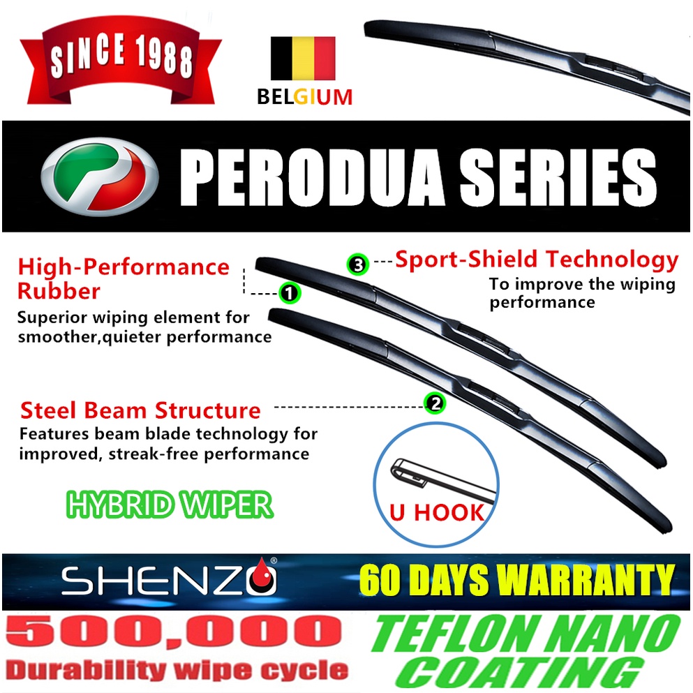 Perodua Wiper Blade Myvi Alza Axia Bezza Ativa Aruz Kancil Kelisa Kenar